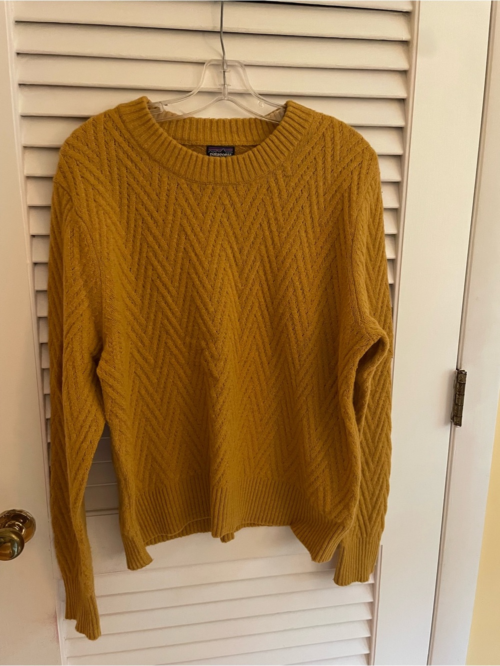 Patagonia Mustard Yellow Textured Crewneck Sweater